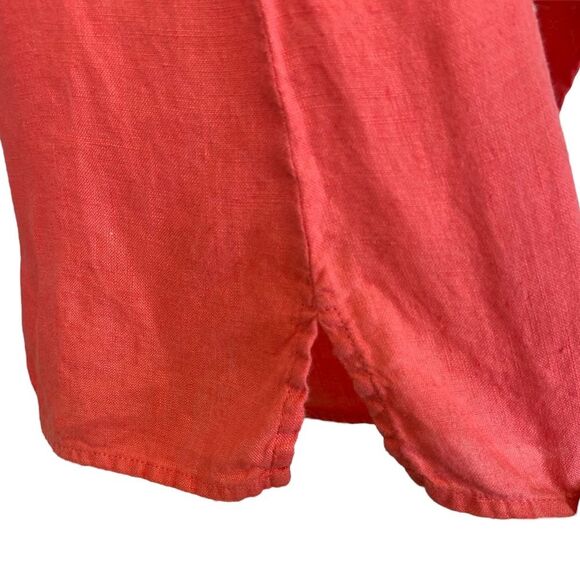Talbots Coral Long Sleeve 100% Irish Linen Top Size L - Picture 7 of 8
